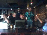 everyone huddled around jake's laptop