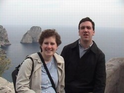Lisa and me in the Augustine Gardens in Capri, telling her mom how to use the digital camera.