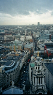 This is the view from the west face of the dome of St Paul's Cathedral in London. I was lucky to get this shot off between raindrops...