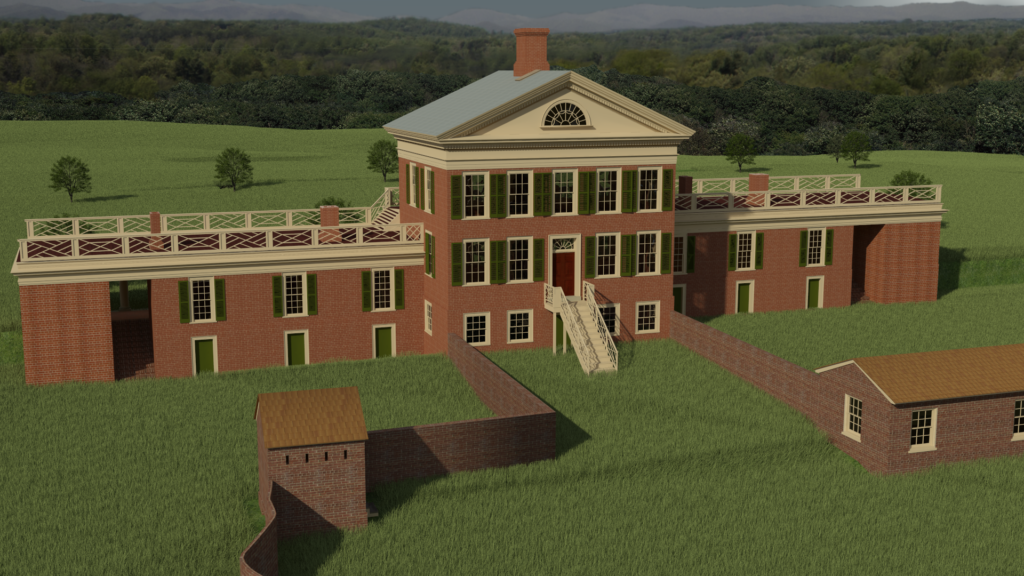Rendering of rear of Pavilion VI, JUEL project, University of Virginia 